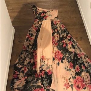 One shoulder floral dress